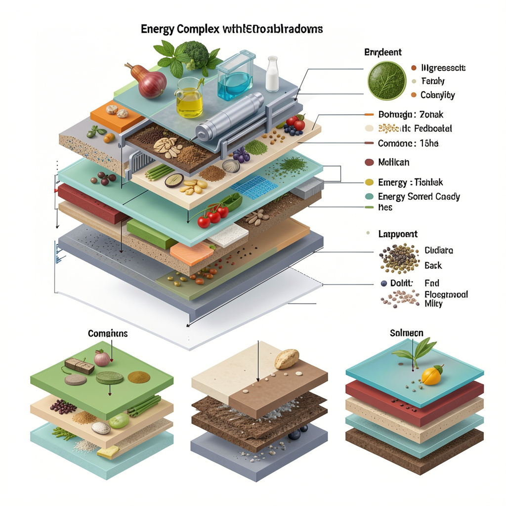 Energy complex with ingredient breakdown